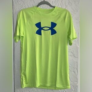 Youth Under Armour Bright Lime Tee with Navy Logo